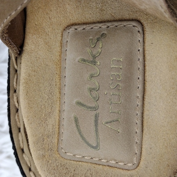 Clarks Artisan Active Air Tan Suede Leather  Open Toe Wedge Slingback Sandal - Picture 12 of 16